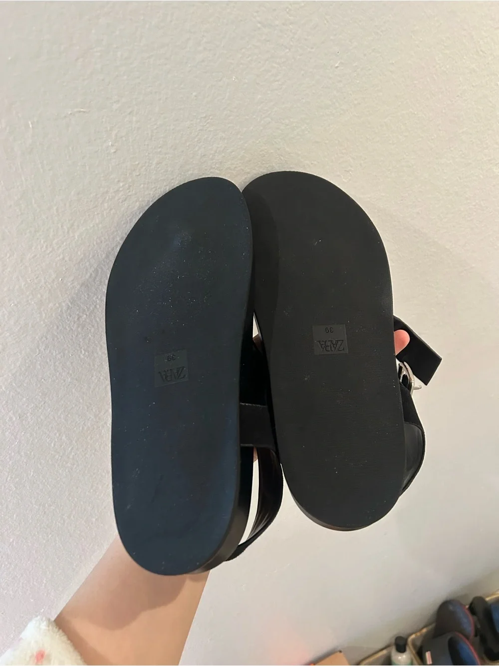 Suede Flat Slingback Sandals - Black - Picture 3 of 4